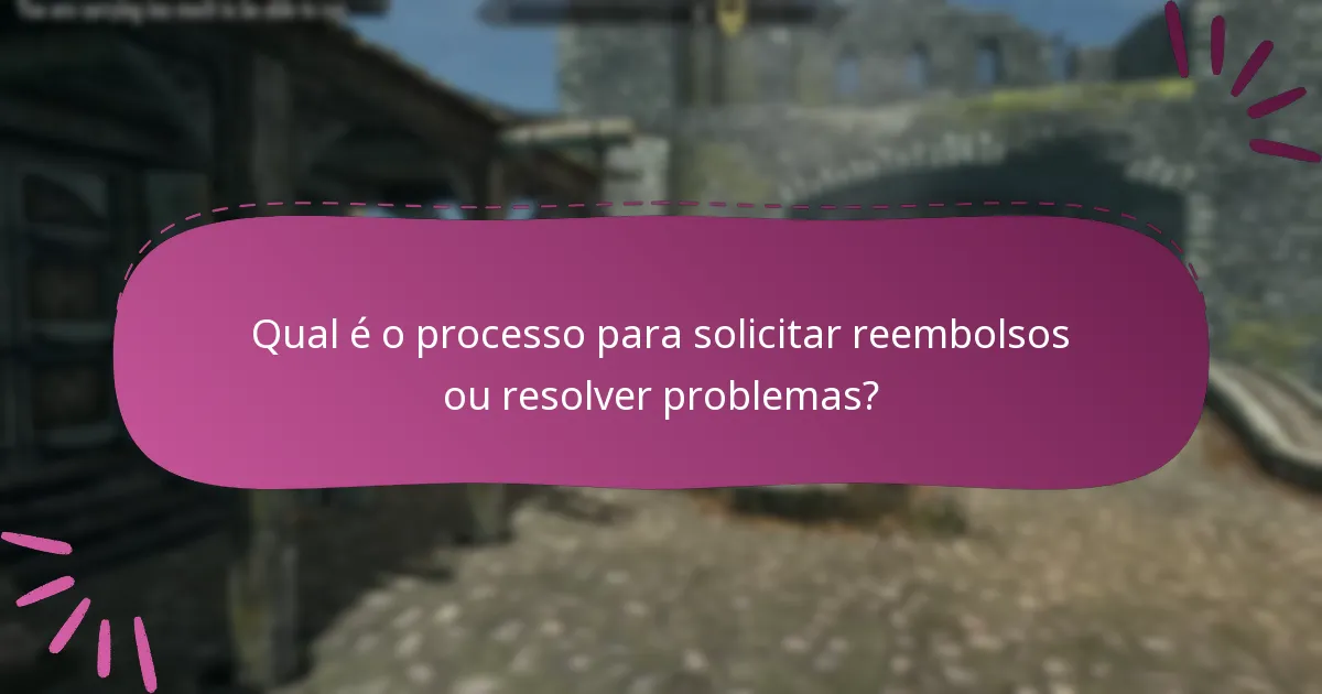 Qual é o processo para solicitar reembolsos ou resolver problemas?